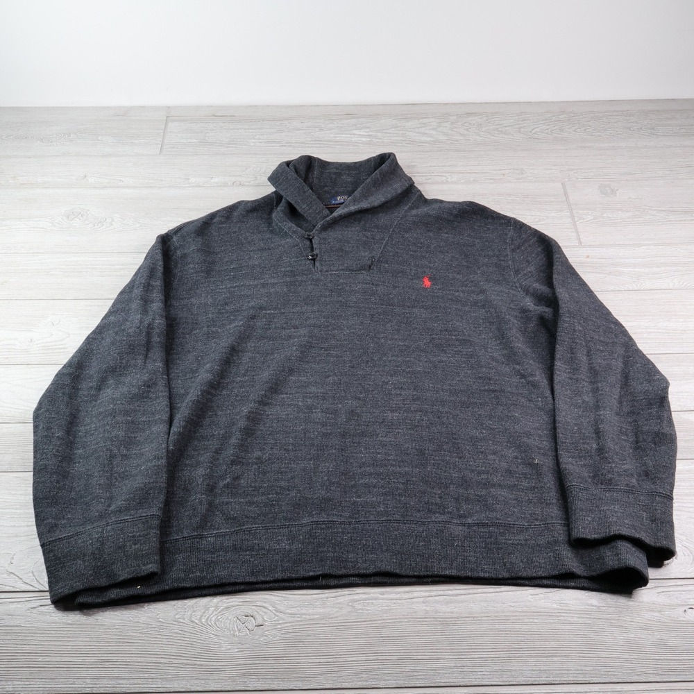 Polo Ralph Lauren Shawl Collar Sweater Men's XXL 2XL Charcoal Gray Cotton